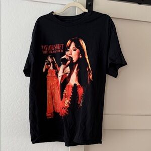 Taylor Swift Black Graphic T-Shirt with Red Print